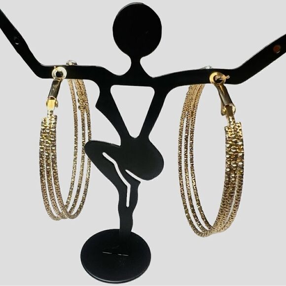 NWOT JTV Off Park Collection White Crystal Gold Tone Hoop Earrings - Picture 5 of 7